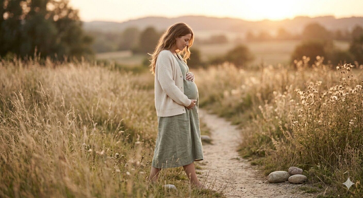 Kalender-Layout mit den Wochen einer Schwangerschaft, handgezeichnete Markierungen
